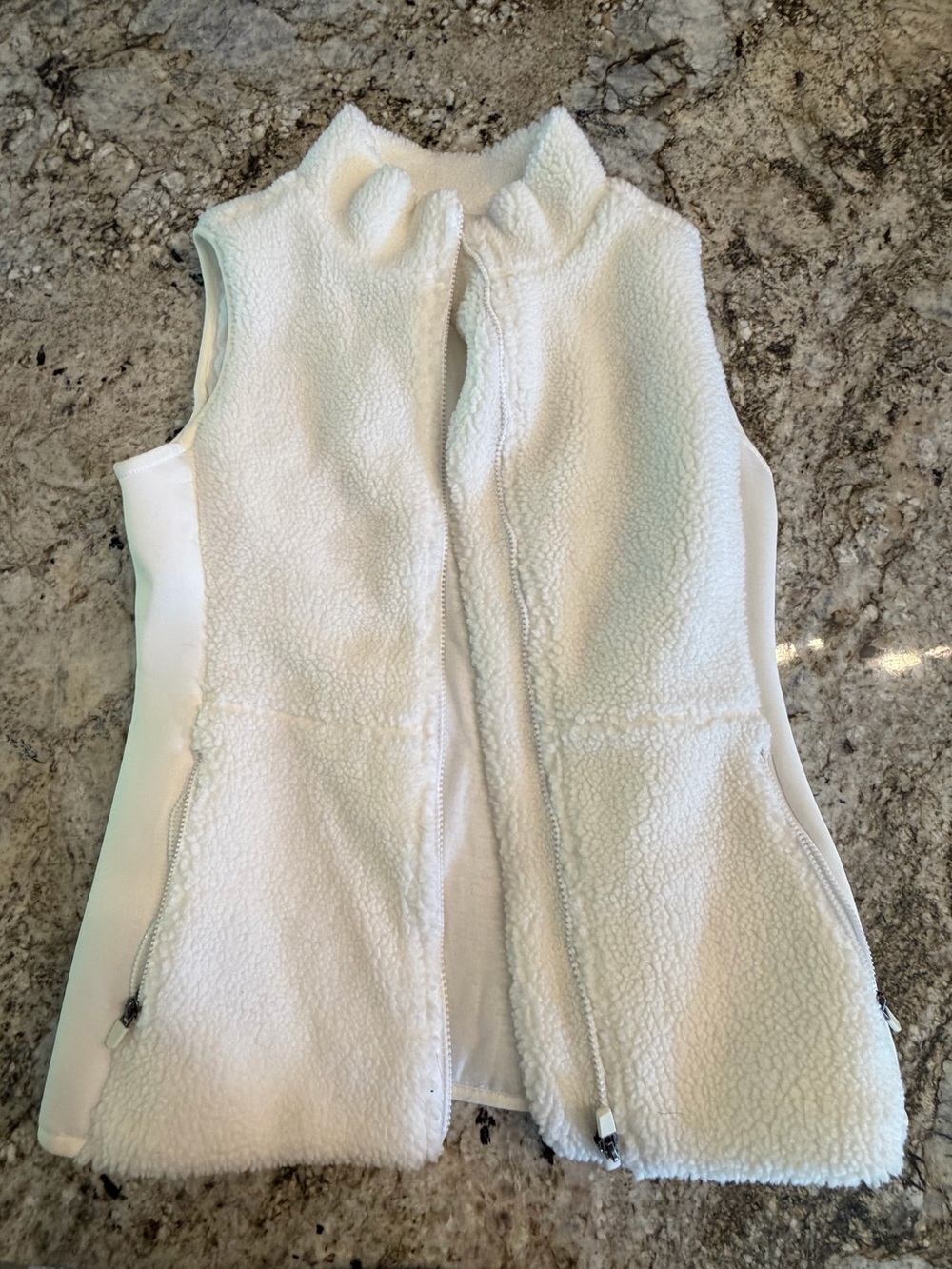 Fabletics Cream Sherpa Zip-Front Vest